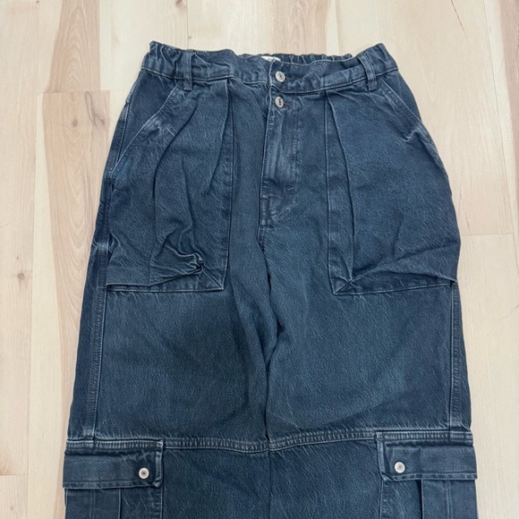 Free People We The Free Marx Slouchy Cargo Jeans Baggy Women's 26 Cut Raw Hem - Picture 5 of 16